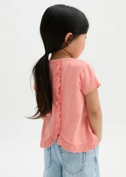 KIDS-GIRLS T-Shirt mit Rüschensaum mit Lochmuster