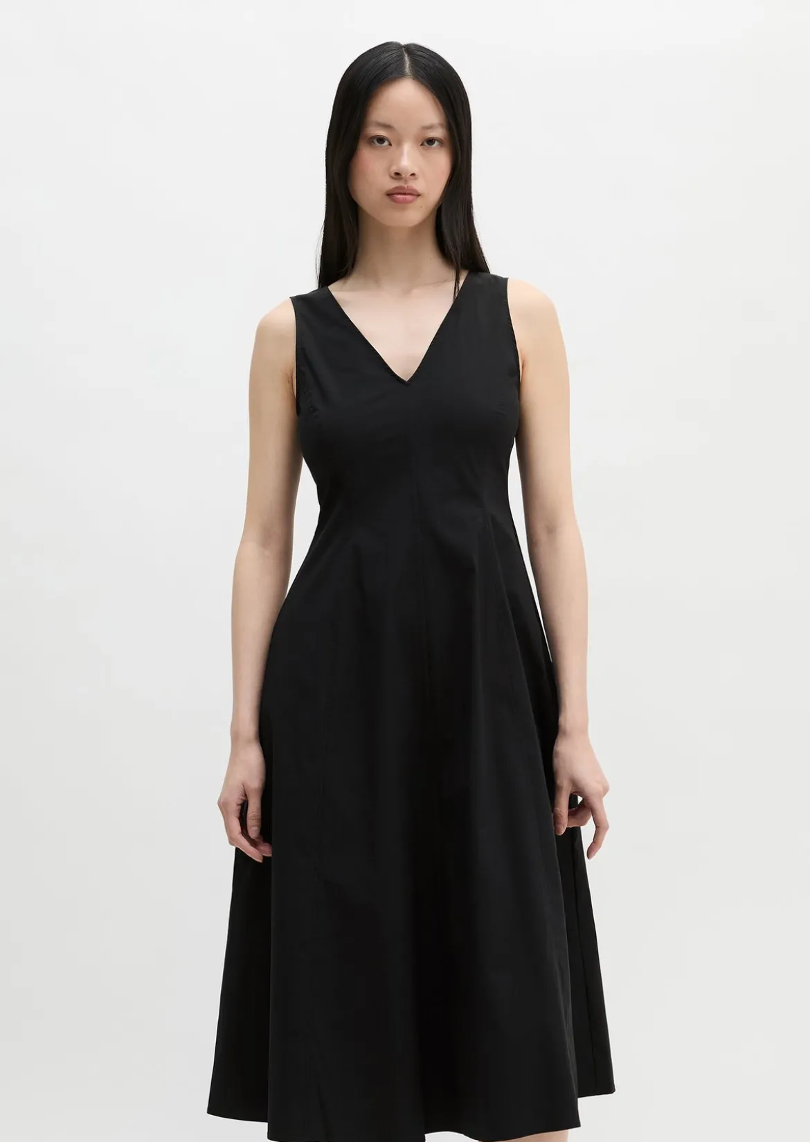 Kleid mit ausgestelltem Rock aus Popeline-Stretch
