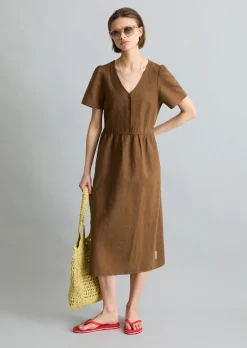 Kleid regular aus Leinen-Baumwolle-Mix