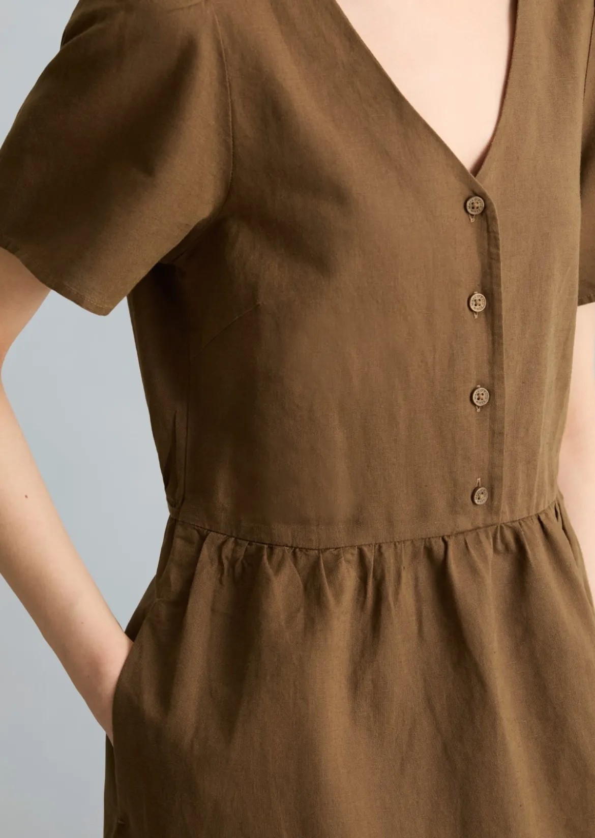 Kleid regular aus Leinen-Baumwolle-Mix