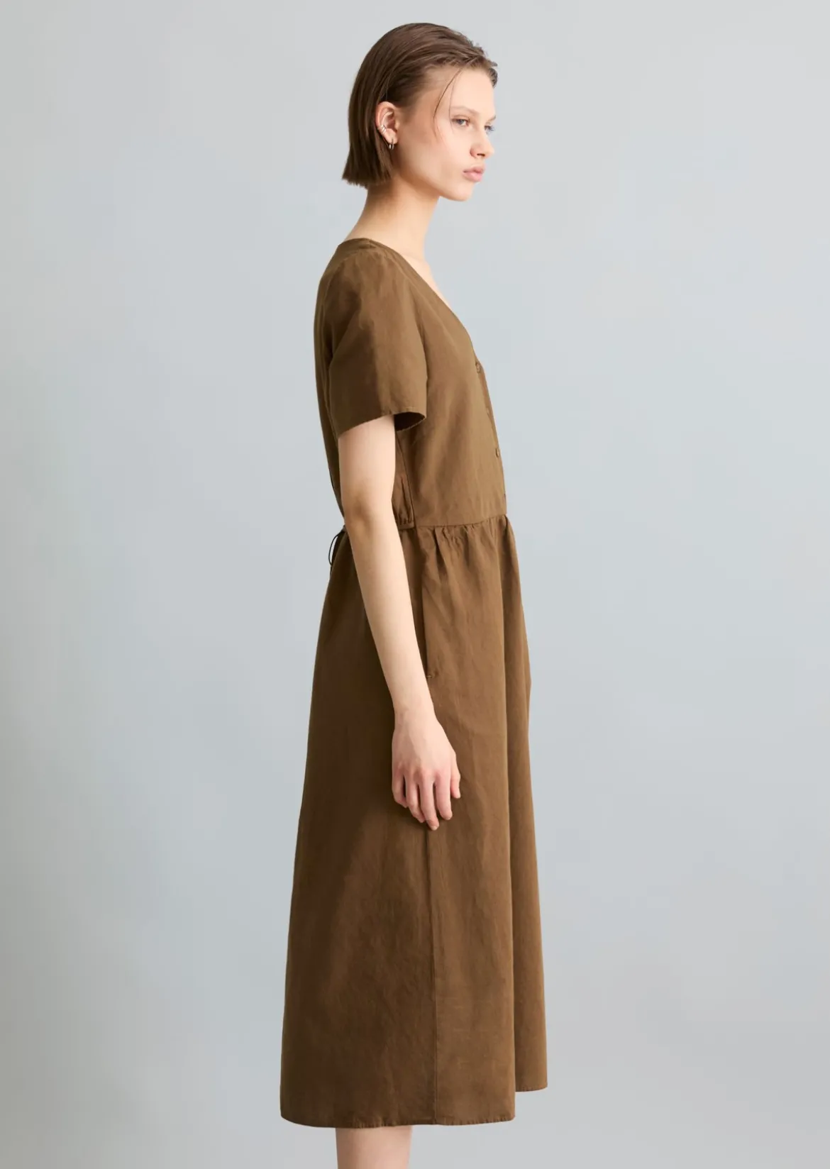 Kleid regular aus Leinen-Baumwolle-Mix
