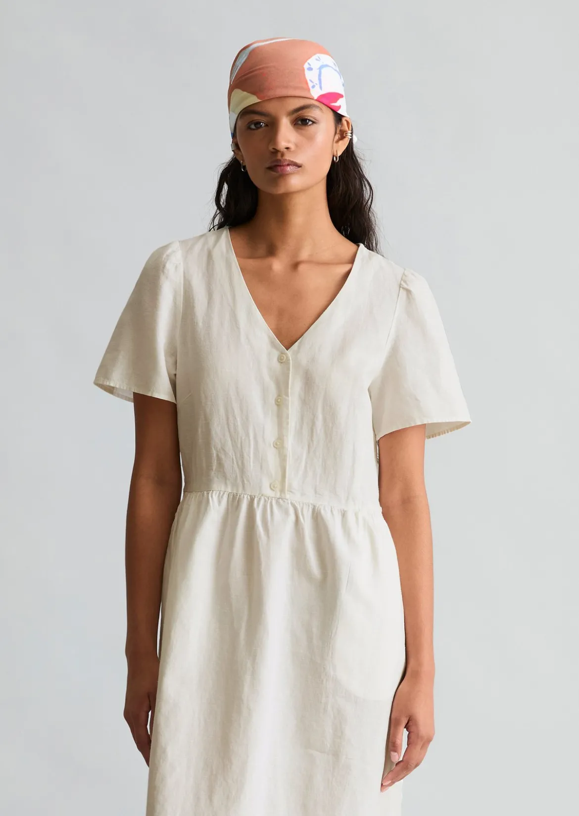 Kleid regular aus Leinen-Baumwolle-Mix