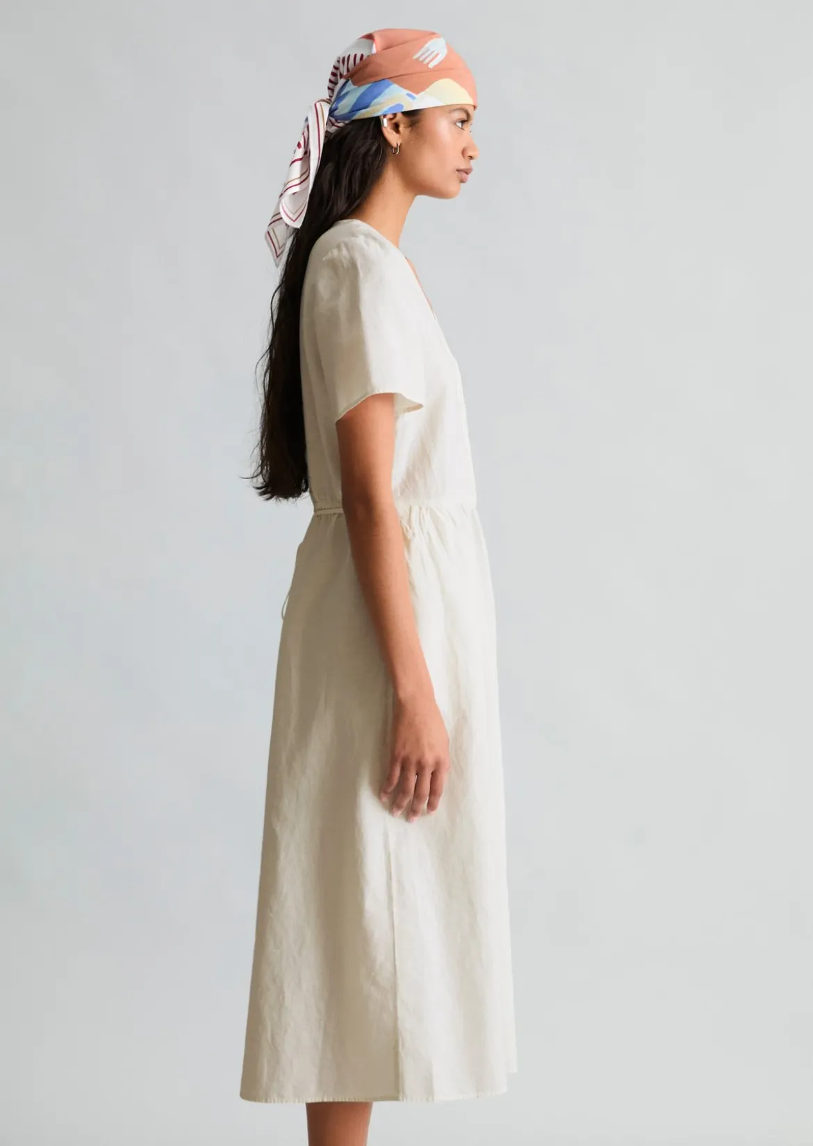 Kleid regular aus Leinen-Baumwolle-Mix
