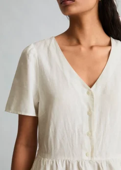 Kleid regular aus Leinen-Baumwolle-Mix
