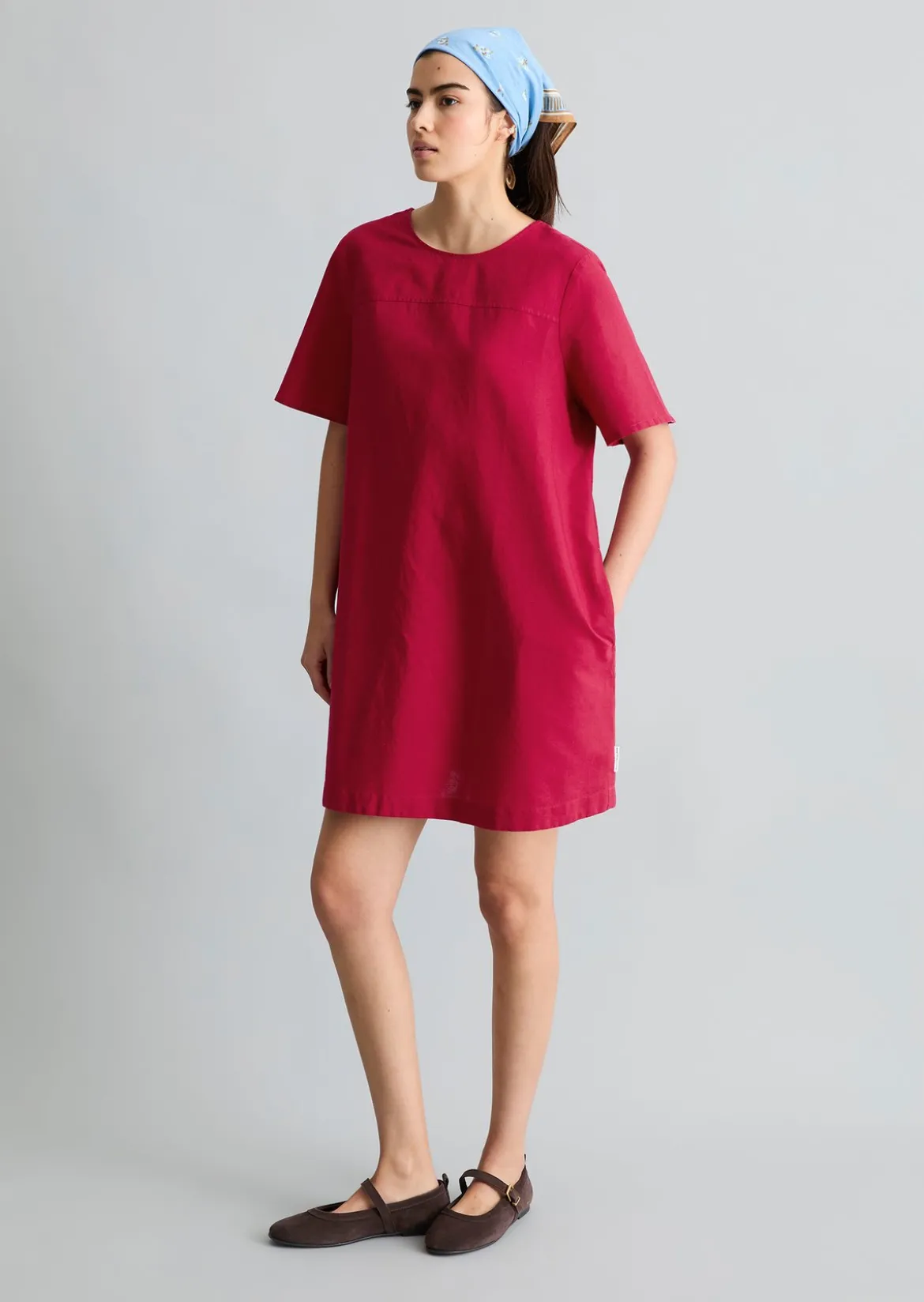 Kleid relaxed aus Leinen-Baumwolle-Mix