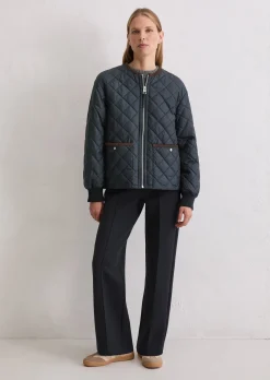 Kragenlose Steppjacke relaxed aus recyceltem Polyester