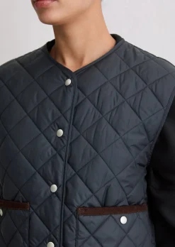Kragenlose Steppweste regular aus recyceltem Polyester