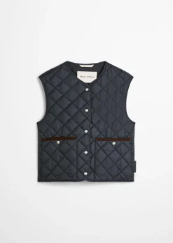Kragenlose Steppweste regular aus recyceltem Polyester