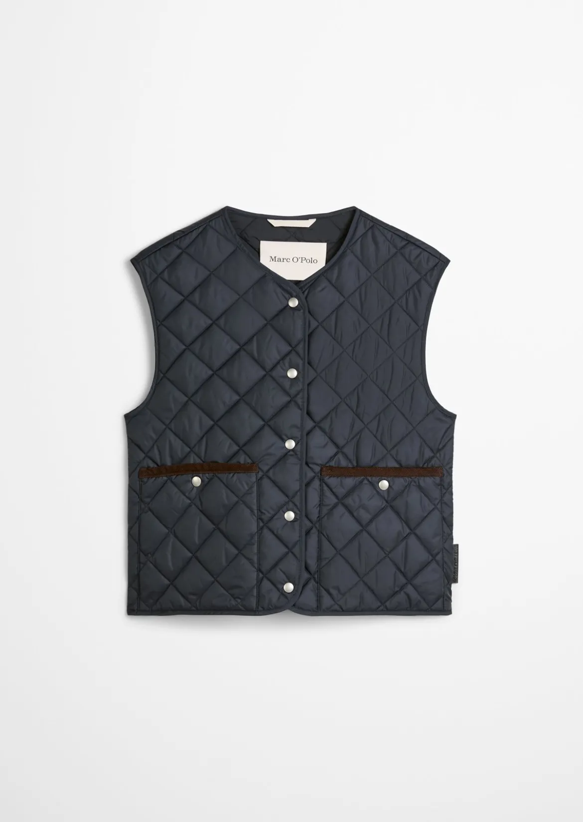 Kragenlose Steppweste regular aus recyceltem Polyester