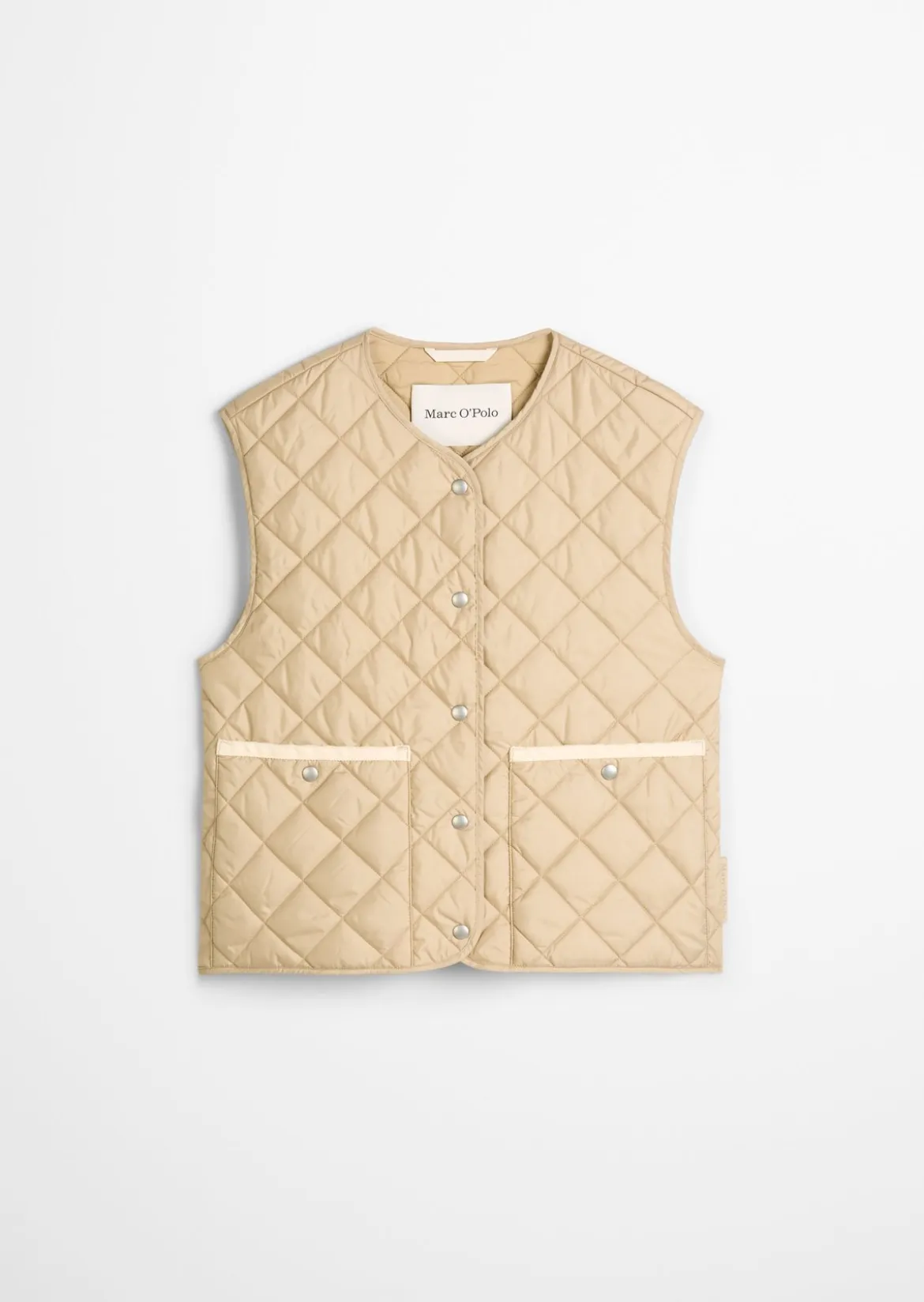 Kragenlose Steppweste regular aus recyceltem Polyester