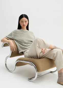 Kurzarm Pullover loose aus Bändchengarn
