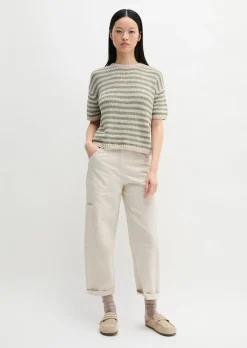 Kurzarm Pullover loose aus Bändchengarn