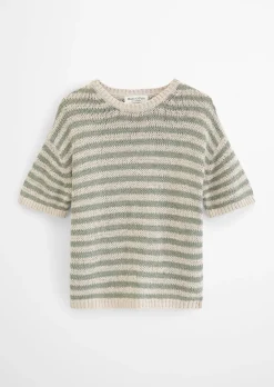 Kurzarm Pullover loose aus Bändchengarn
