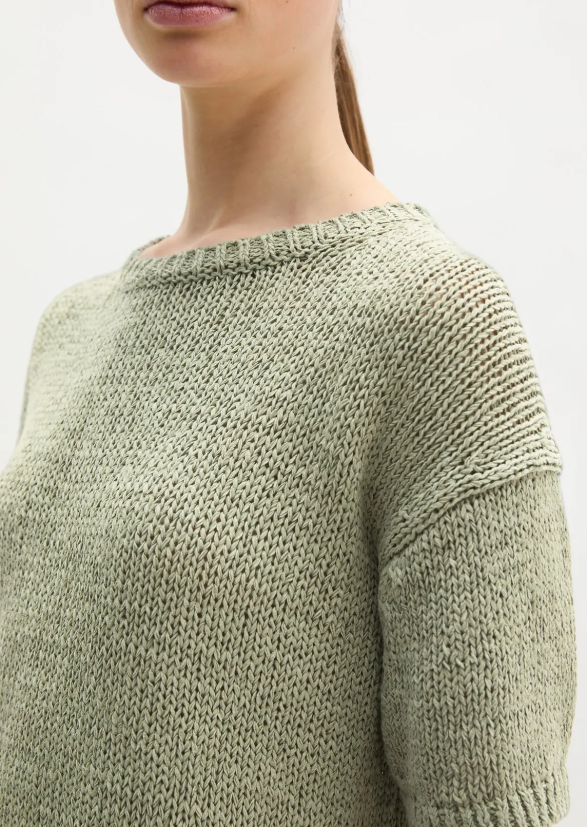 Kurzarm Pullover loose aus Bändchengarn