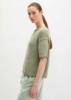 Kurzarm Pullover loose aus Bändchengarn