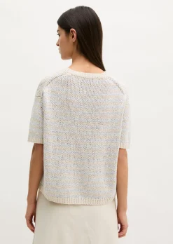 Kurzarm Pullover loose aus Bändchengarn