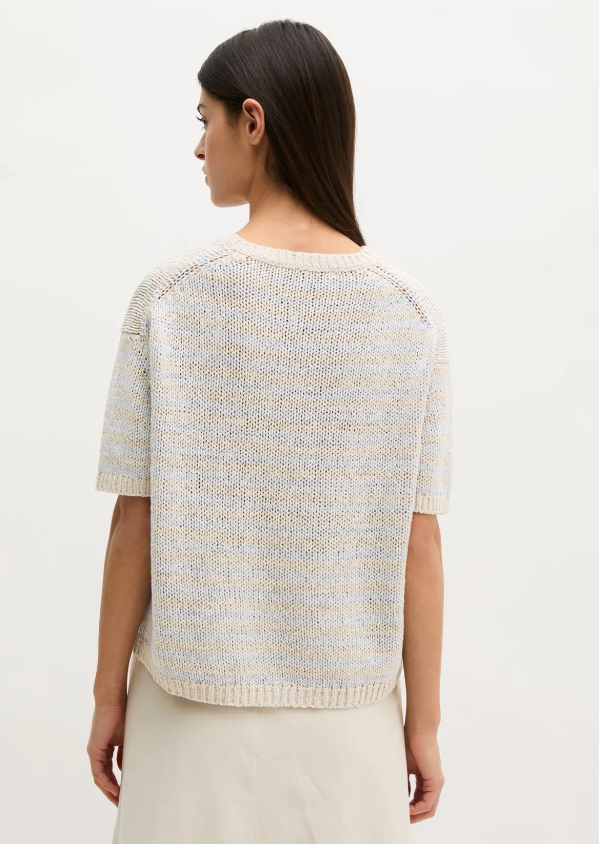 Kurzarm Pullover loose aus Bändchengarn