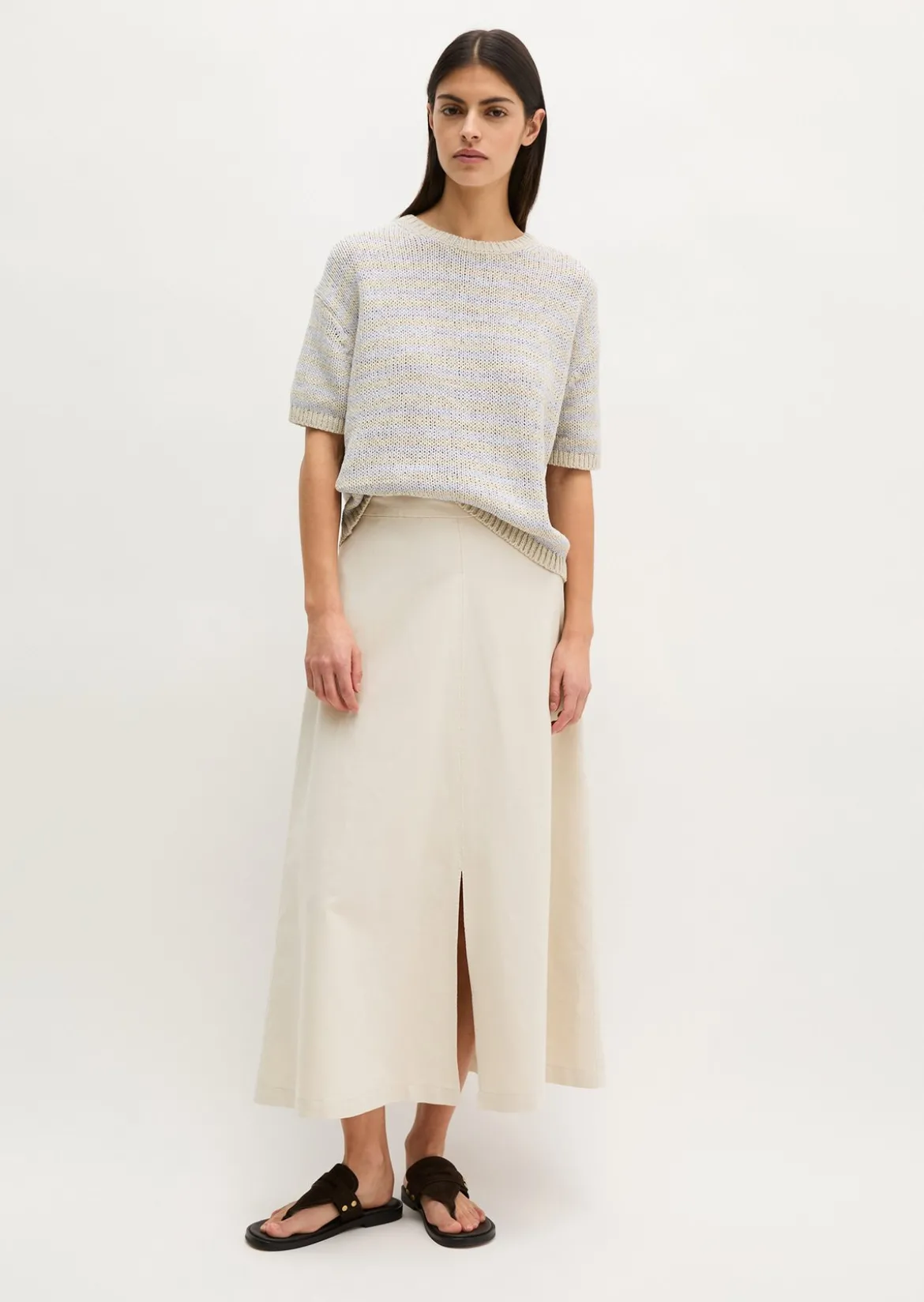 Kurzarm Pullover loose aus Bändchengarn