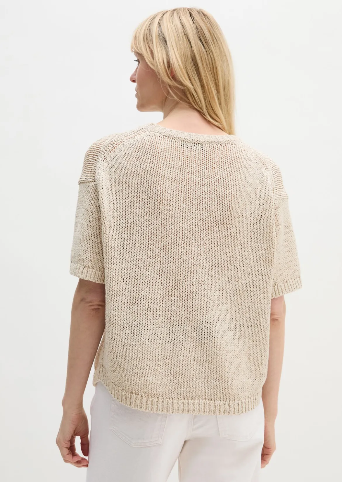 Kurzarm Pullover loose aus Bändchengarn
