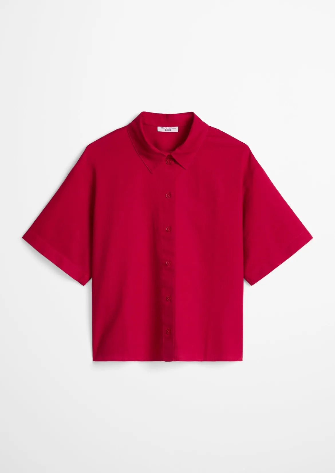 Kurzarm-Bluse relaxed aus Leinen-Baumwolle-Mix