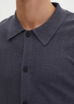 Kurzarm-Cardigan regular aus Bio-Baumwolle und Leinen