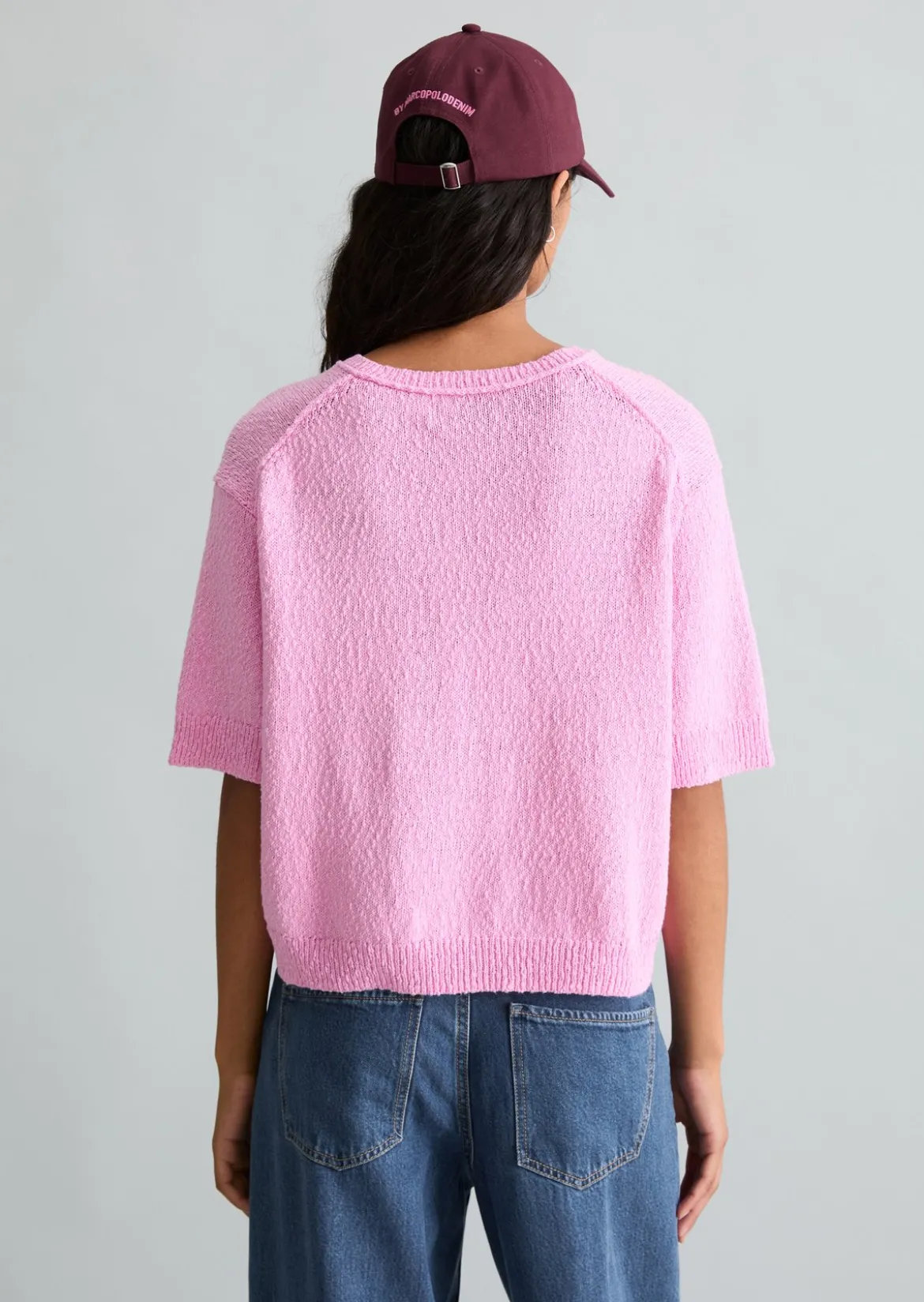 Kurzarm-Cardigan regular aus Cotton Slub Garn