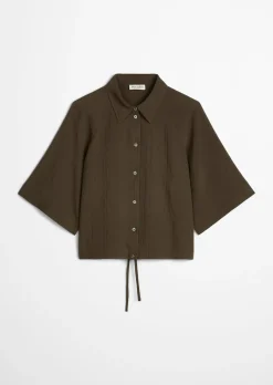 Kurzarm-Crinkle-Bluse relaxed aus LENZING™ ECOVERO™