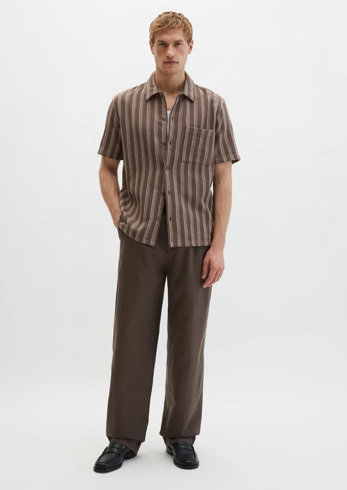 Kurzarm-Hemd regular aus Bio-Baumwolle in Leno-Weave