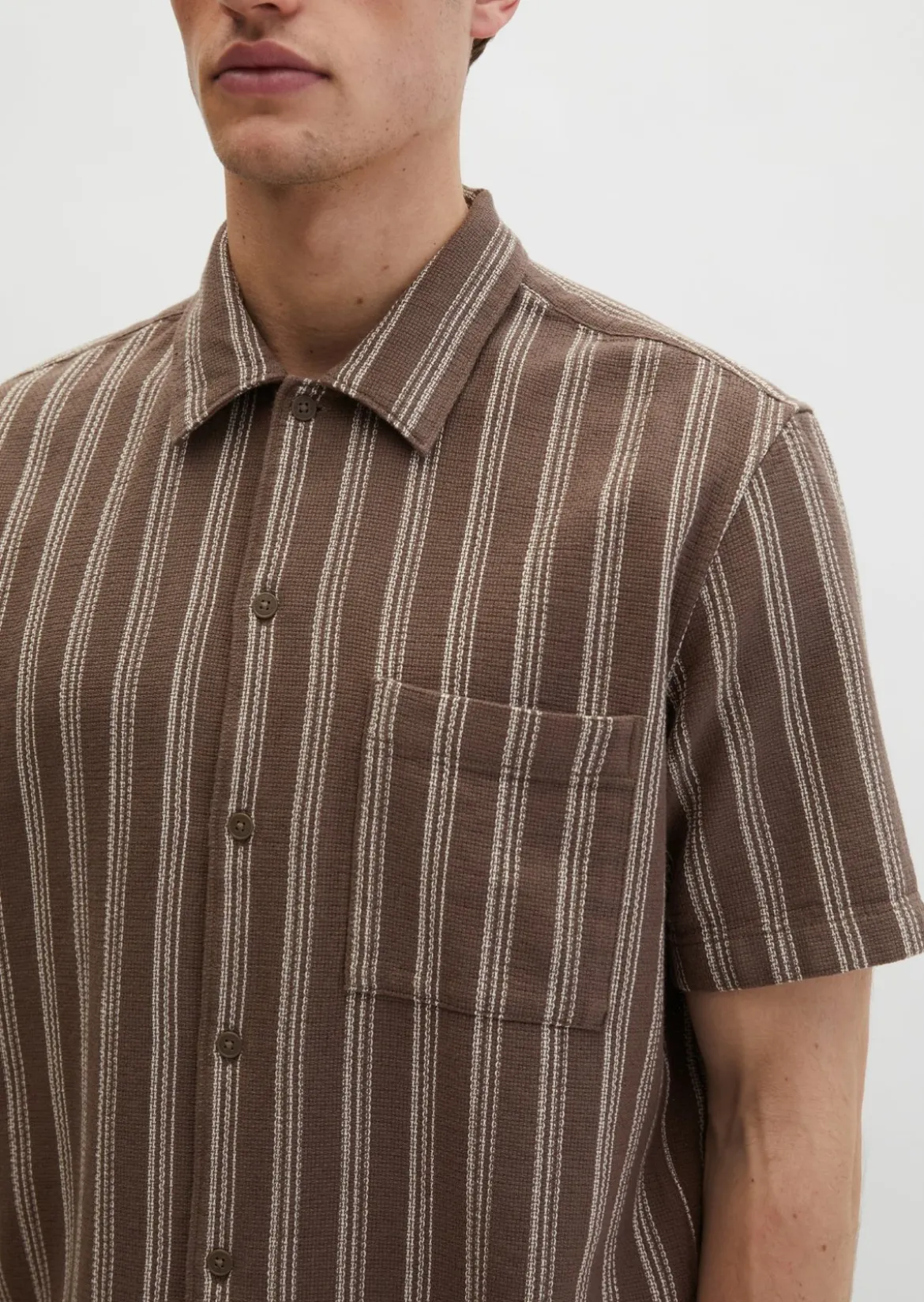 Kurzarm-Hemd regular aus Bio-Baumwolle in Leno-Weave
