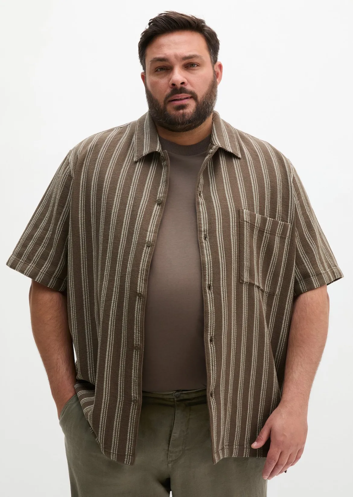 Kurzarm-Hemd regular aus Bio-Baumwolle in Leno-Weave