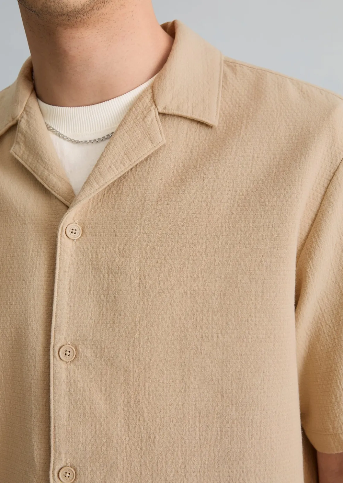 Kurzarm-Hemd regular aus doppellagigem Bio-Baumwoll-Twill