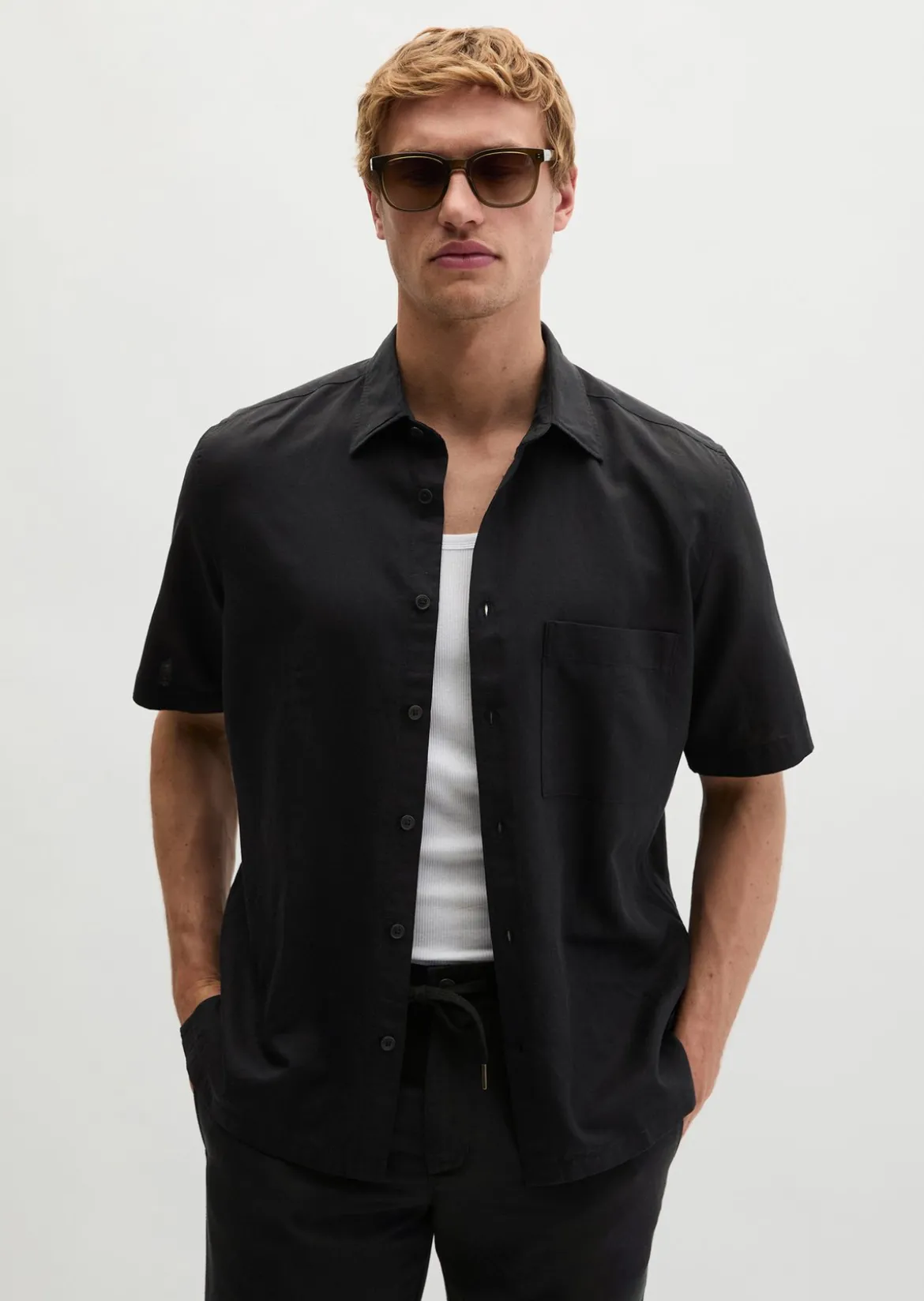 Kurzarm-Hemd regular aus weichem TENCEL™ Lyocell - Mix