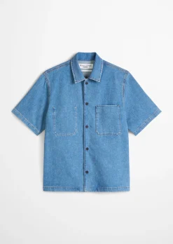 Kurzarm-Jeanshemd regular mit Ananasfasern