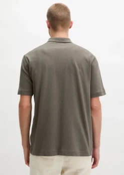 Kurzarm-Jerseyshirt regular aus Baumwoll-Leinen-Mix