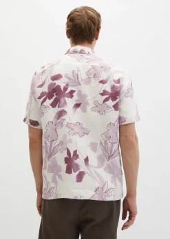 Kurzarm-Leinenhemd regular mit Allover-Print