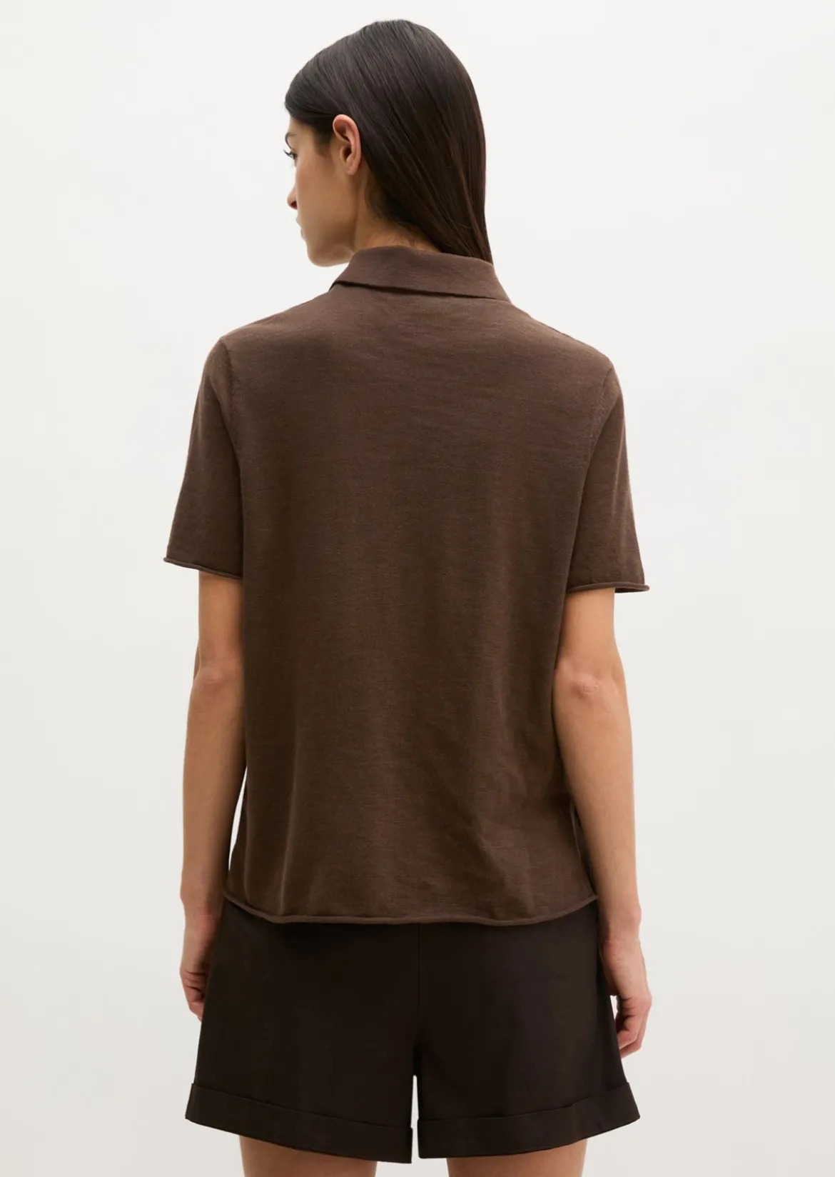Kurzarm-Polo-Cardigan regular aus Organic Cotton-Leinen-Mix