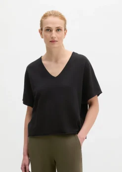 Kurzarm-Pullover loose aus reinem Baumwollgarn
