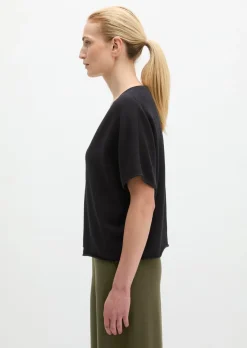 Kurzarm-Pullover loose aus reinem Baumwollgarn