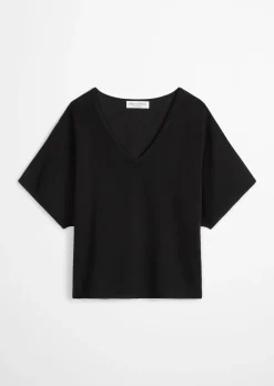 Kurzarm-Pullover loose aus reinem Baumwollgarn