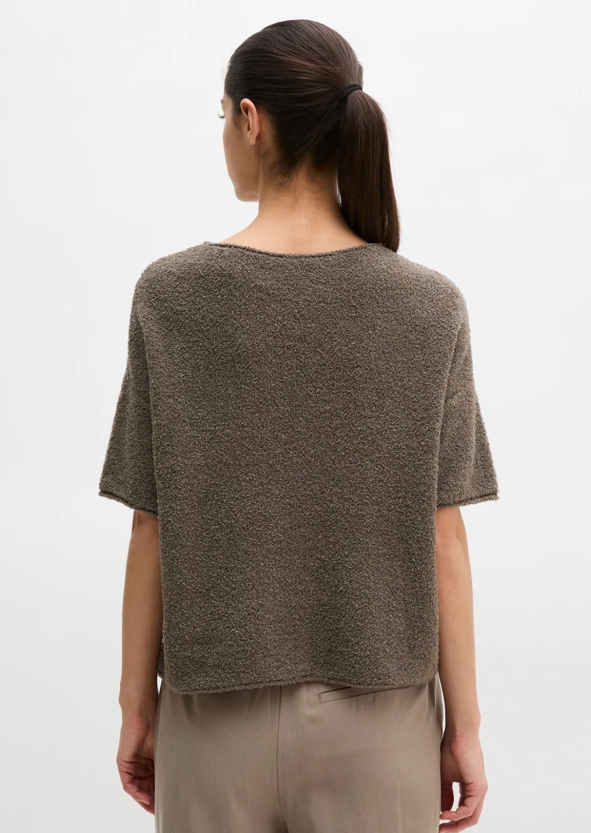 Kurzarm-Pullover oversize aus Bouclé-Garn