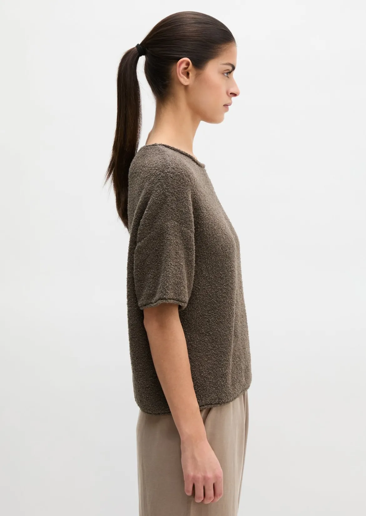 Kurzarm-Pullover oversize aus Bouclé-Garn