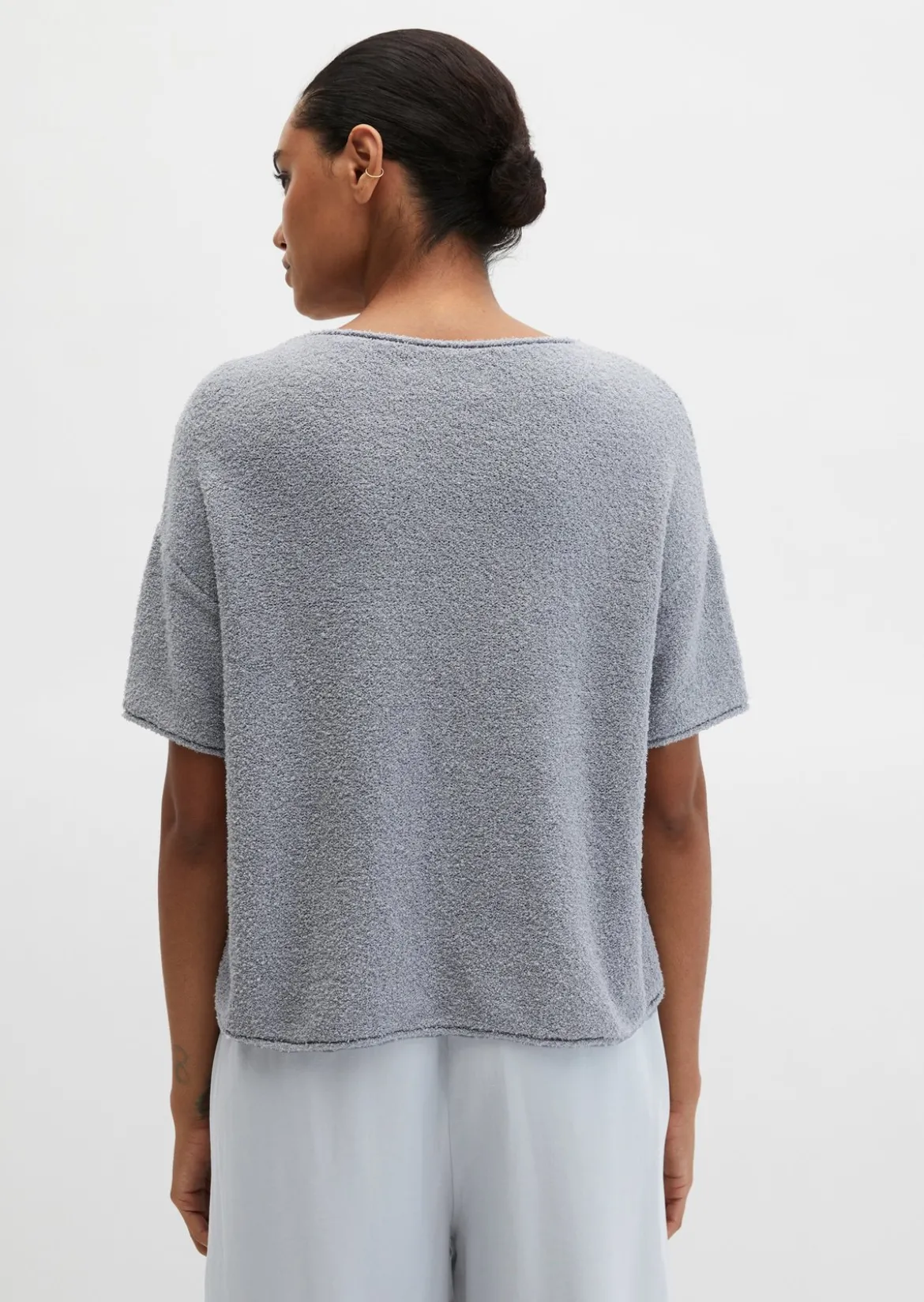 Kurzarm-Pullover oversize aus Bouclé-Garn