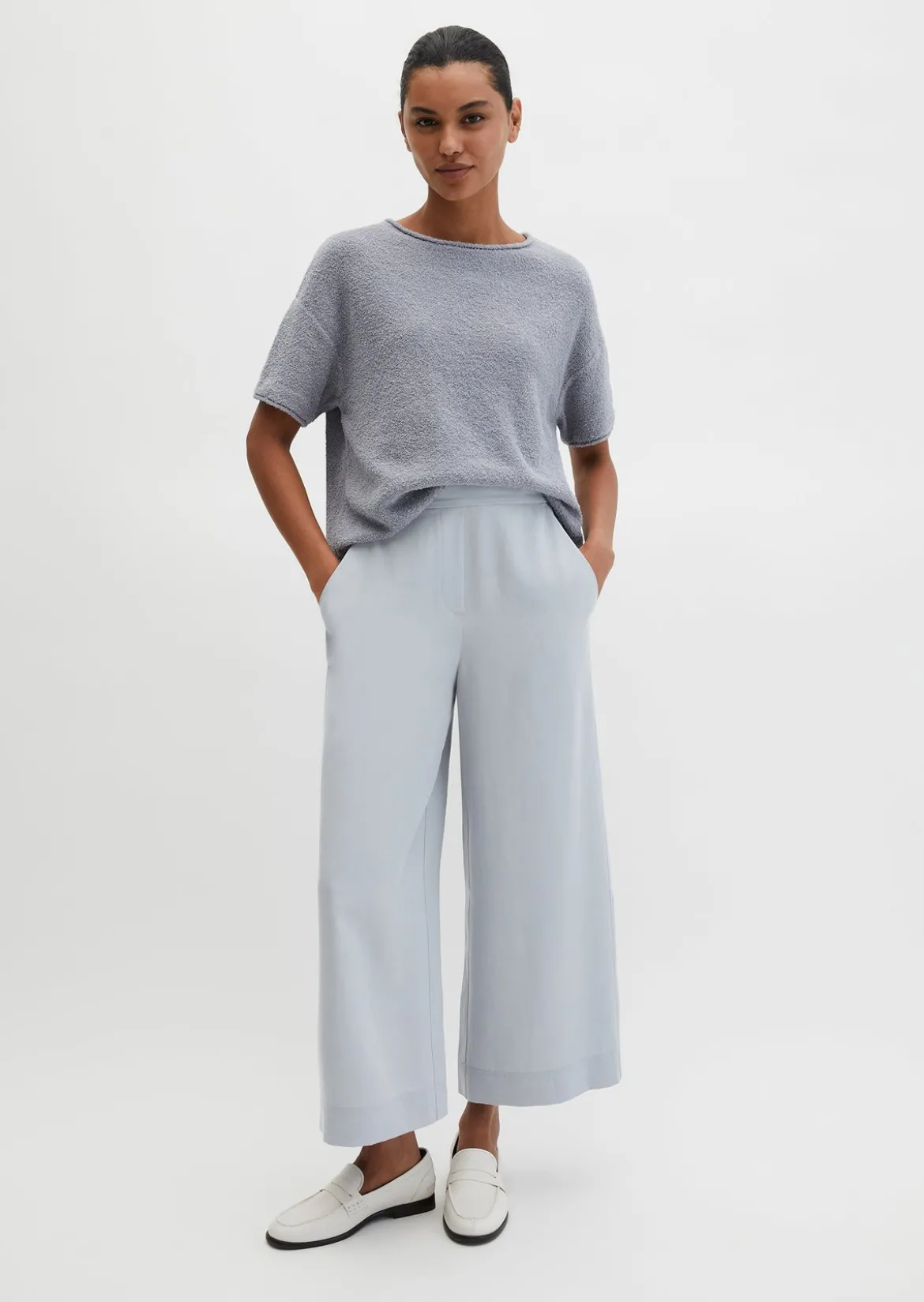 Kurzarm-Pullover oversize aus Bouclé-Garn