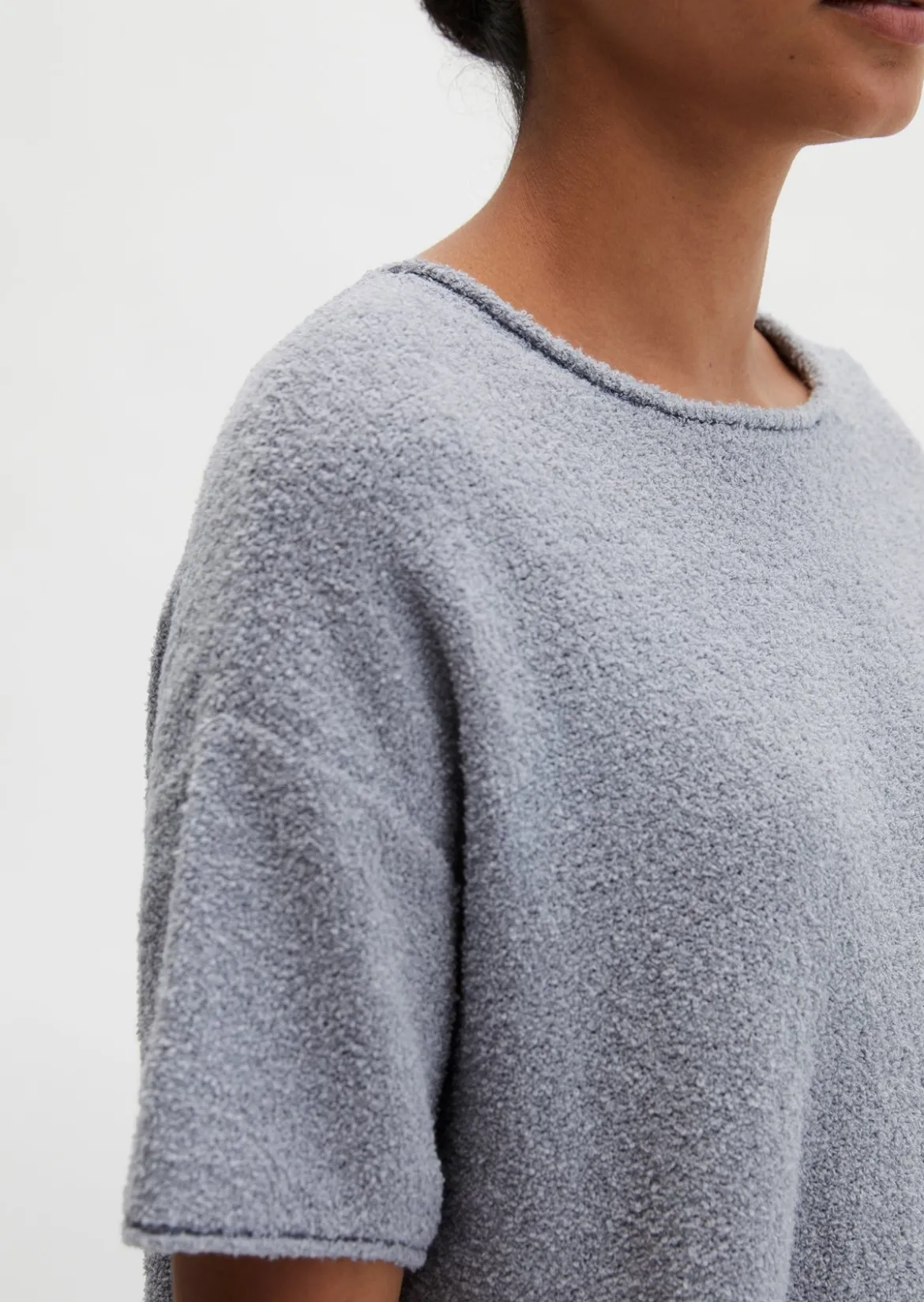 Kurzarm-Pullover oversize aus Bouclé-Garn