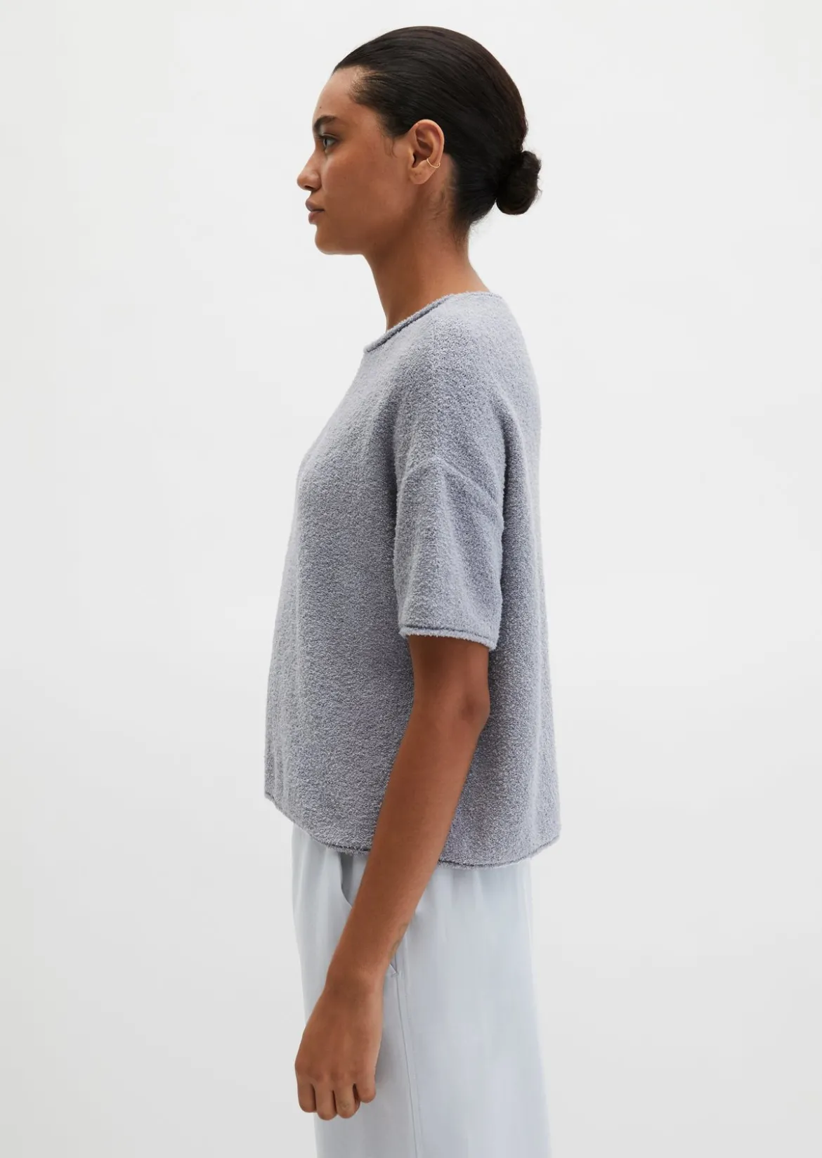 Kurzarm-Pullover oversize aus Bouclé-Garn