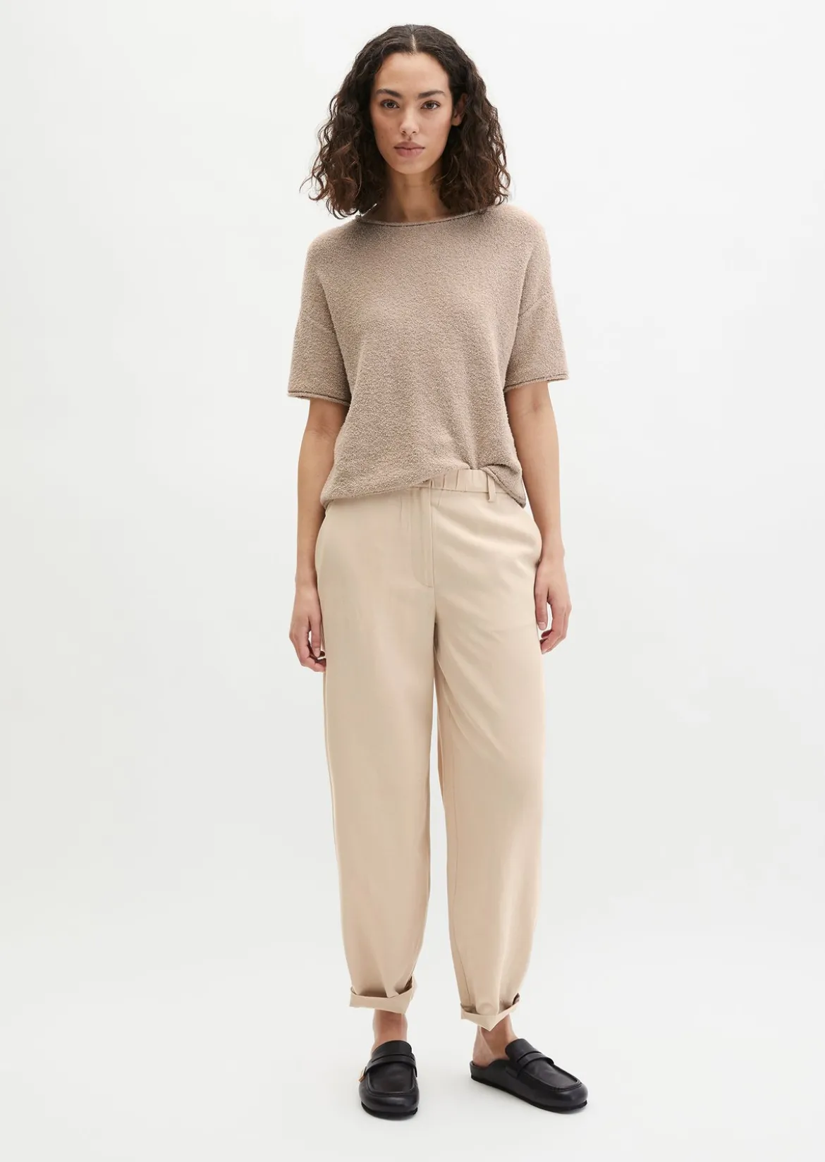 Kurzarm-Pullover oversize aus Bouclé-Garn