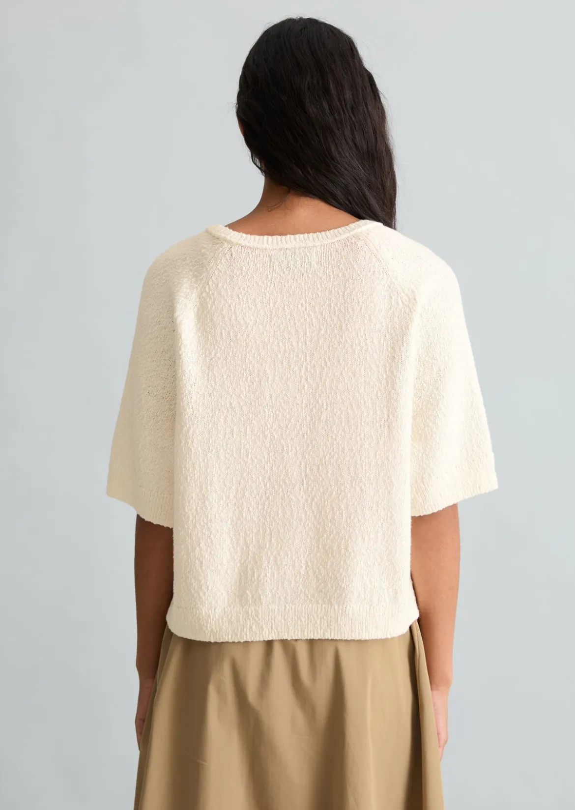 Kurzarm-Pullover regular aus Cotton Slub Garn