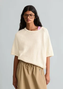 Kurzarm-Pullover regular aus Cotton Slub Garn