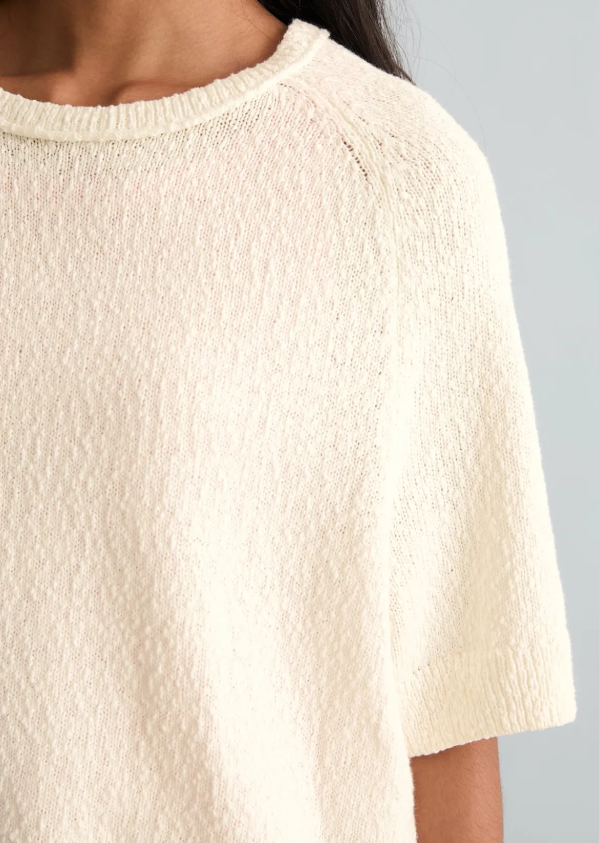 Kurzarm-Pullover regular aus Cotton Slub Garn