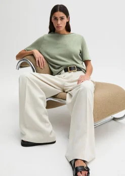 Kurzarm-Pullover regular aus Organic-Cotton-Leinen-Mix